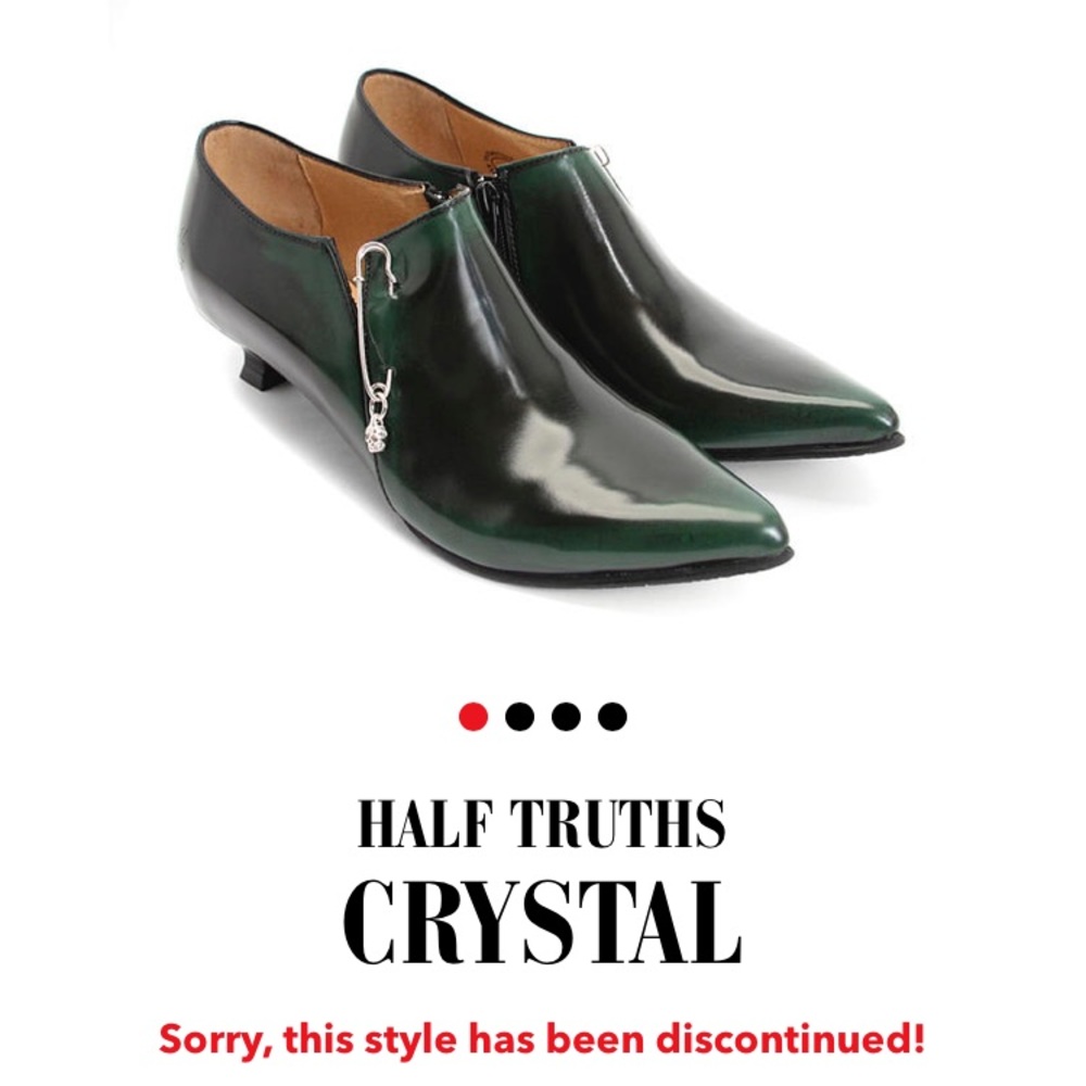Fluevog Half Truth Crystal Green Kitten Heel